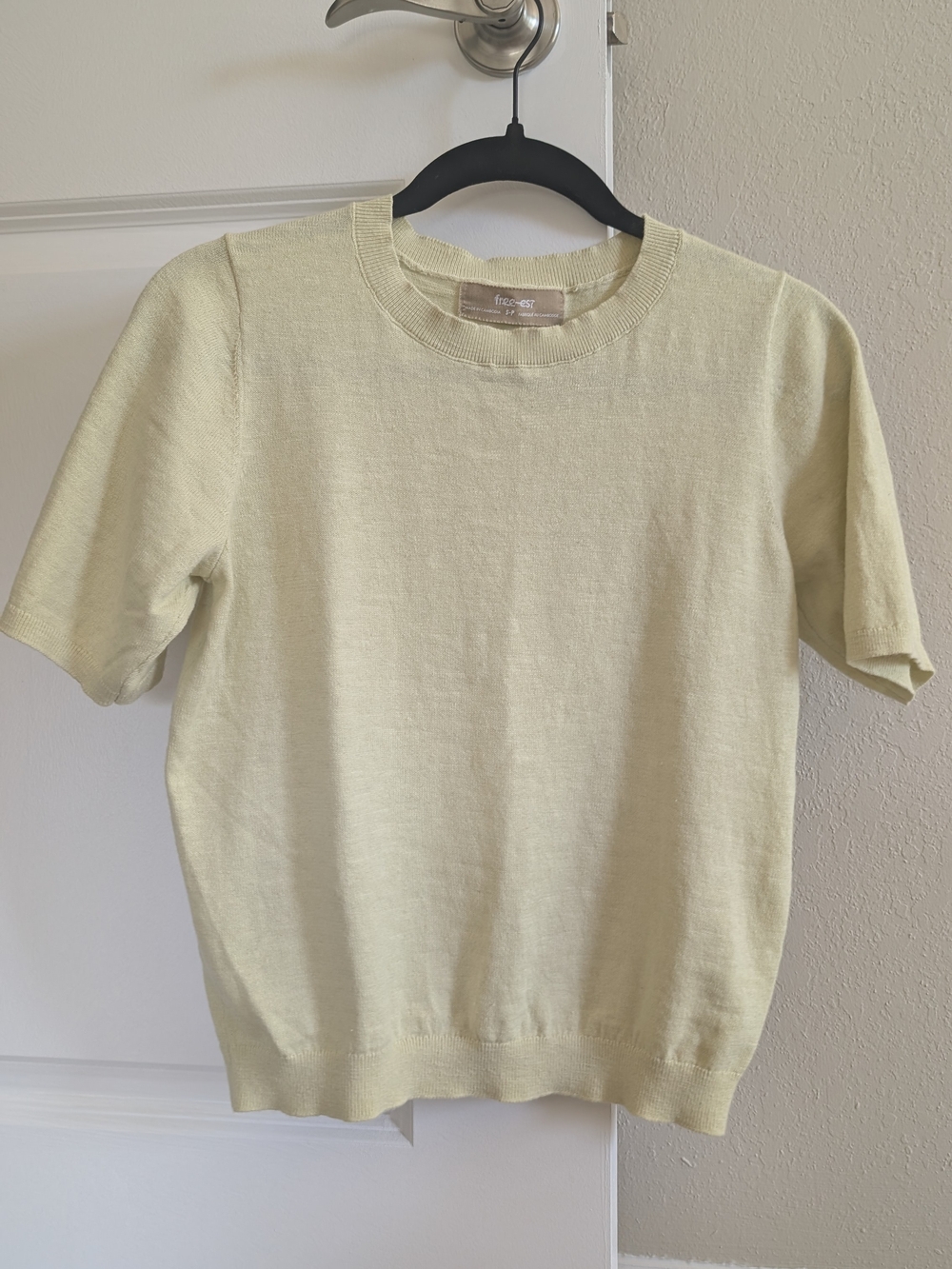 Free-est by Free People Short Sleeve Crewneck Linen Cotton Knit Sweater Yellow